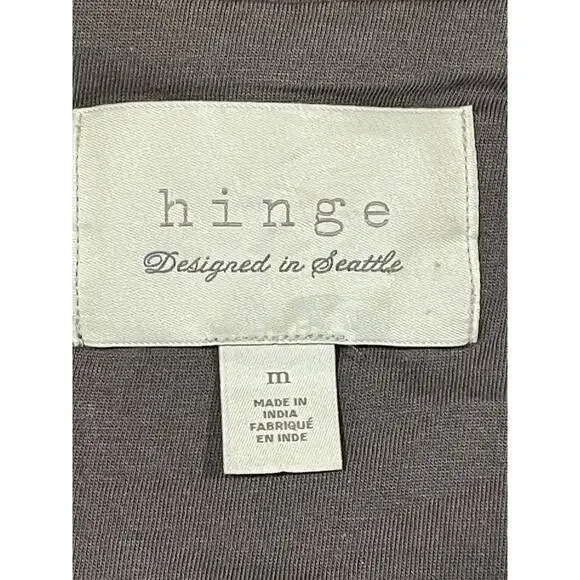 Hinge Brown Leather Jacket Hoodie Size Medium Zipper Pockets -Classy Comfort - Picture 10 of 13